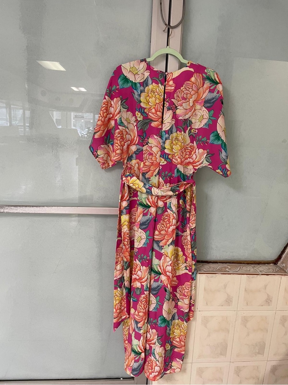 Farm Rio floral  Magenta Wide-Leg Jumpsuit with Tie Waist - Picture 5 of 7